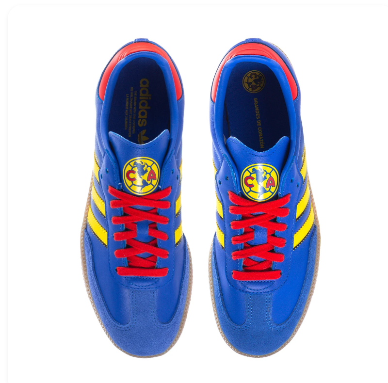 Adidas Samba Royal Blue & Yellow Gum-Sole Sneakers with Red Laces