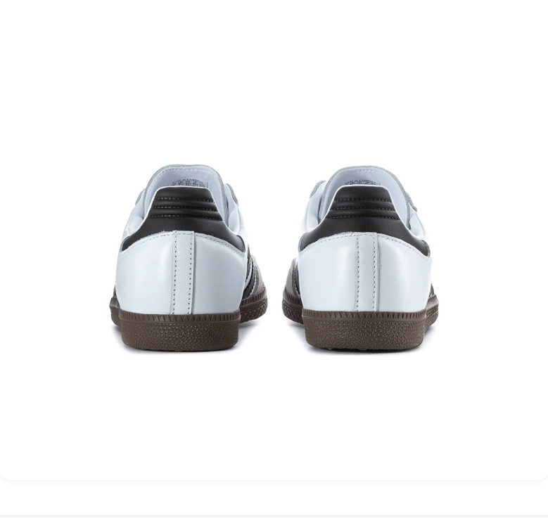 Adidas Samba White & Black Sneakers with Grey T-Toe