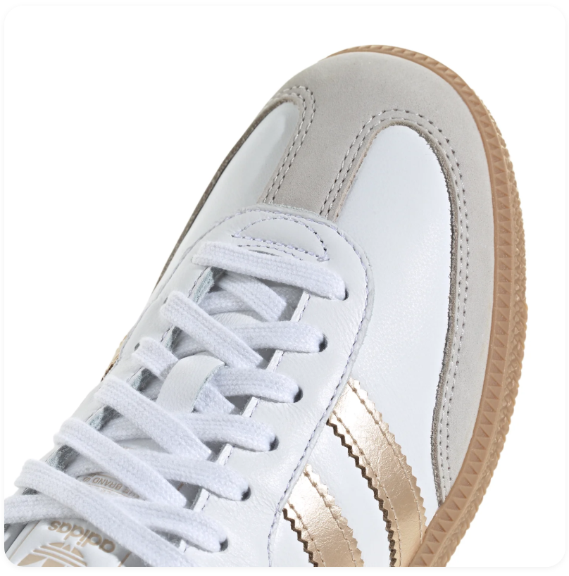 Adidas Samba White & Metallic Gold Gum-Sole Sneakers