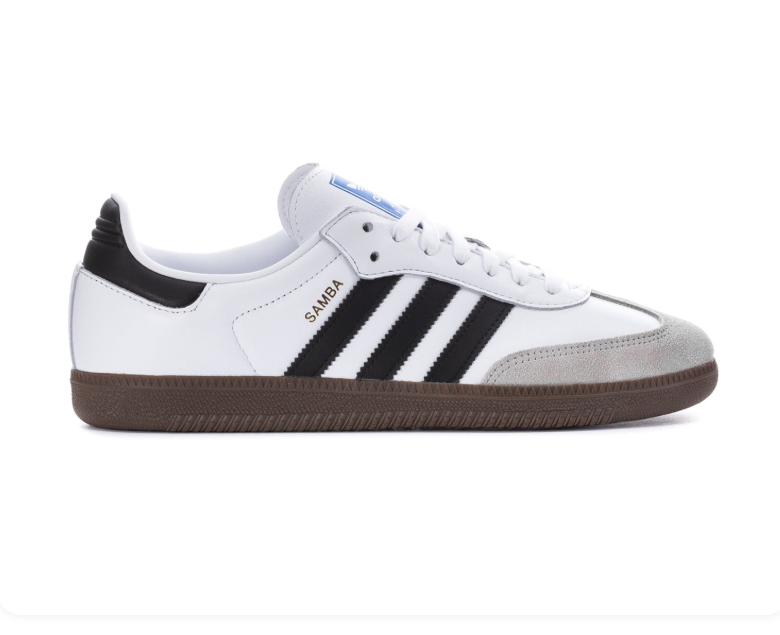 Adidas Samba White & Black Sneakers with Grey Toe Detail