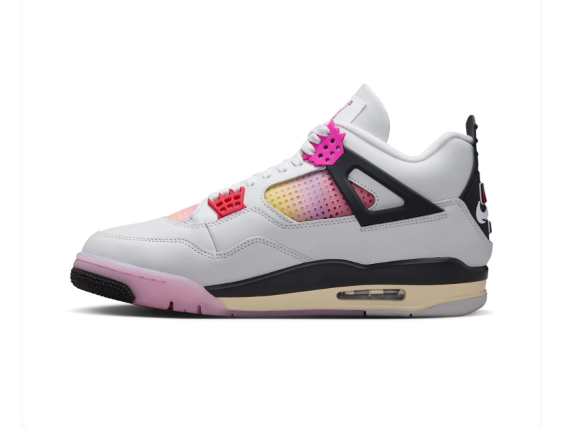 Air Jordan 4 White & Pink Sneakers with Gradient Details
