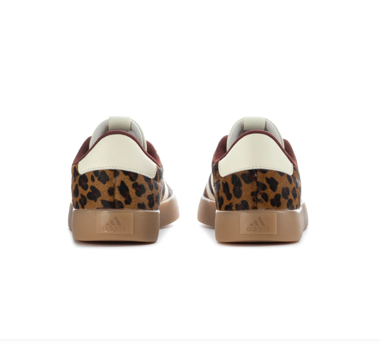 Adidas Leopard-Print Gum-Sole Sneakers with Cream Stripes & Burgundy Laces