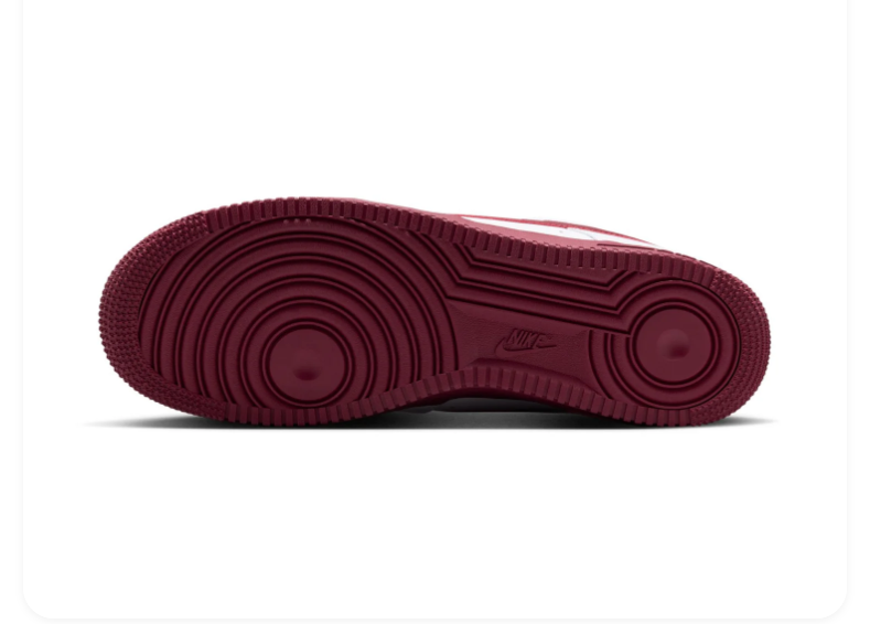 Nike Air Force 1 White & Burgundy Low-Top Sneakers