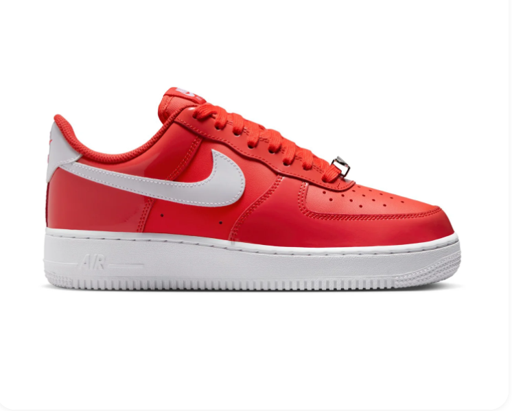 Nike Air Force 1 Red & White Low-Top Sneakers with Glossy Panels