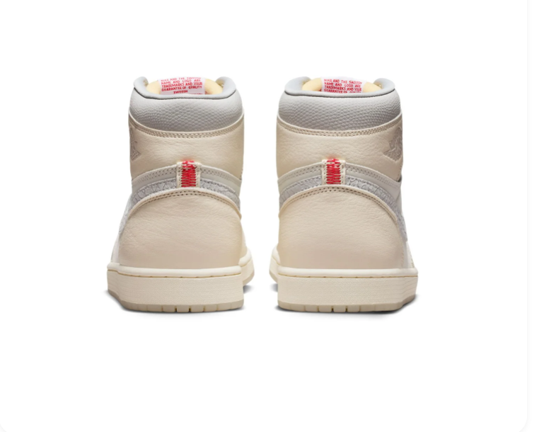 Air Jordan 1 High Cream & Grey Sneakers with Textured Swoosh