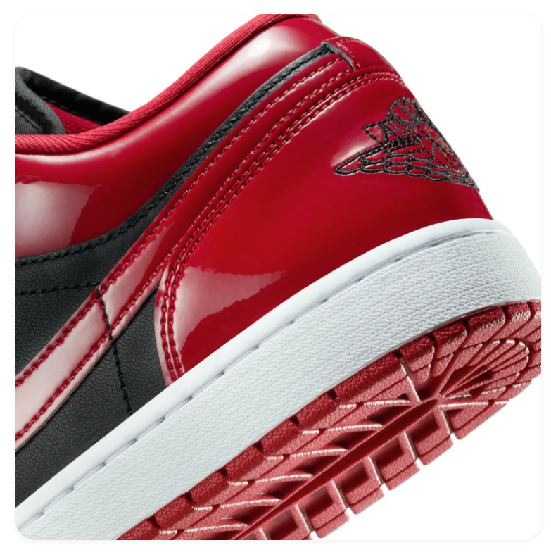 Air Jordan 1 Low Red & Black Glossy Sneakers