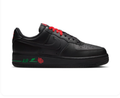 Nike Air Force 1 Black Sneakers with Red Rose & Green Accents