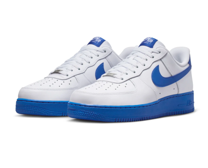 Nike Air Force 1 White & Royal Blue Low-Top Sneakers