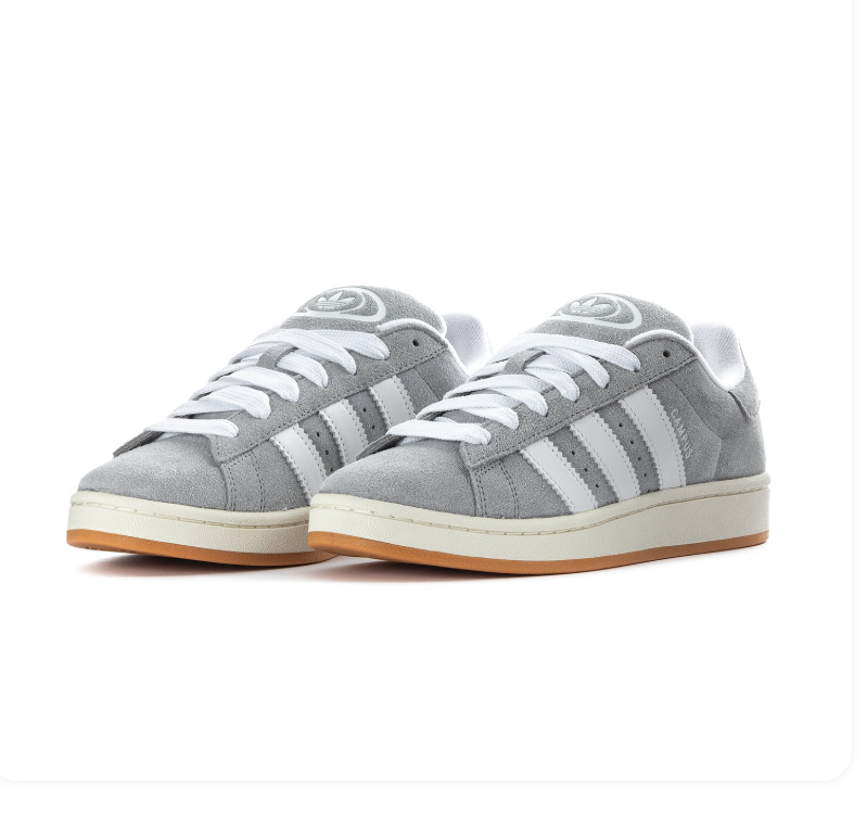 Adidas Campus Grey & White Gum-Sole Sneakers