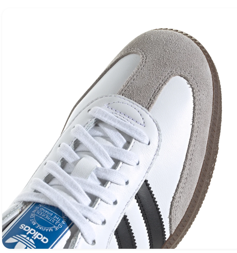 Adidas Samba White & Black Sneakers with Grey Toe Detail