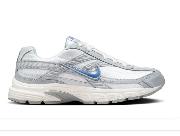 Nike White & Grey Mesh Sneakers with Blue Swoosh