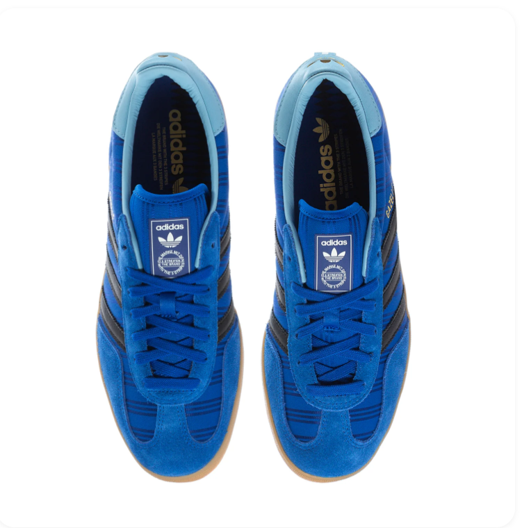 Adidas Gazelle Blue & Black Patterned Gum-Sole Sneakers