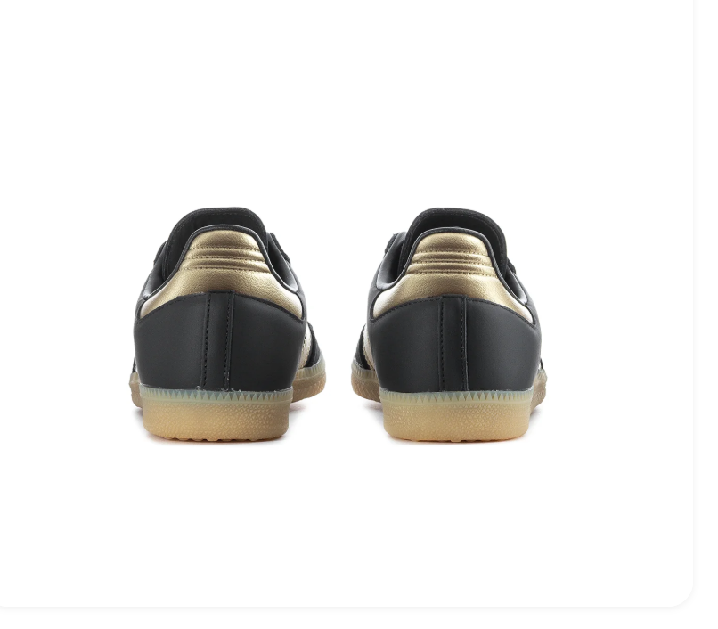 Adidas Samba Black & Metallic Gold Gum-Sole Sneakers