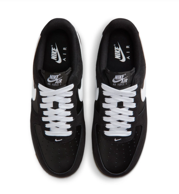Nike Air Force 1 Black & White Gum-Sole Sneakers