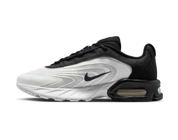 Nike Air Max Black & White Mesh Sneakers with Wave Detailing