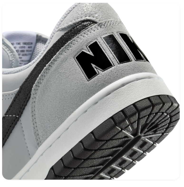 Nike Grey & Black Low-Top Sneakers with Oversized Heel Branding