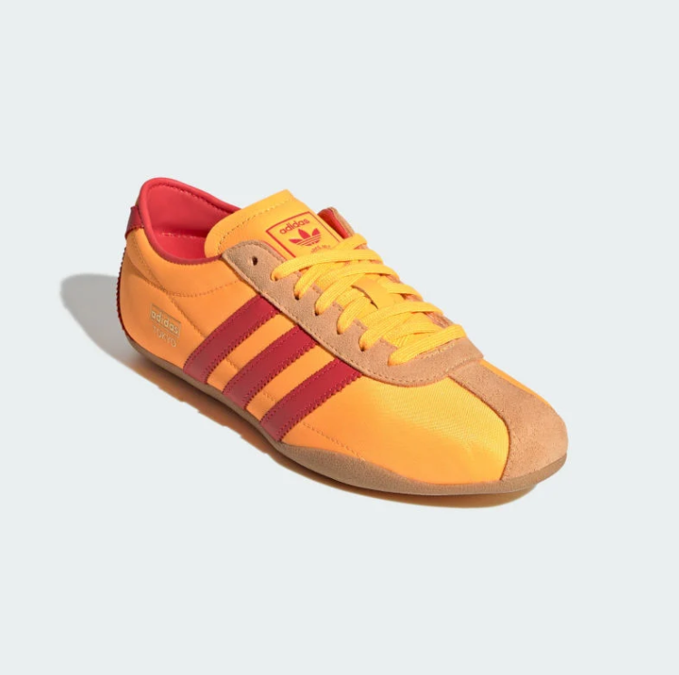 Adidas Golden Yellow & Red Low-Profile Sneakers with Tan Sole