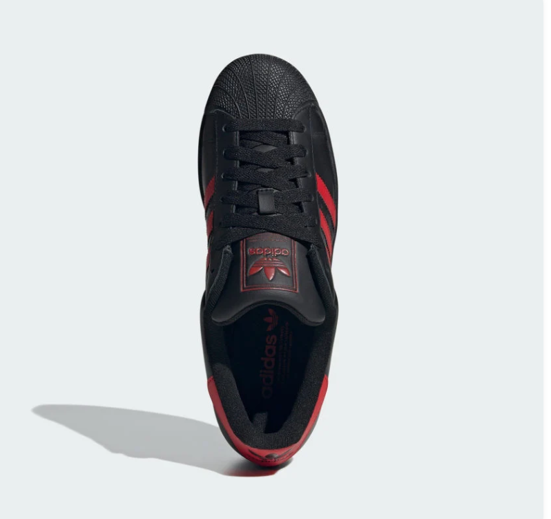 Adidas Superstar Black & Red Shell-Toe Sneakers