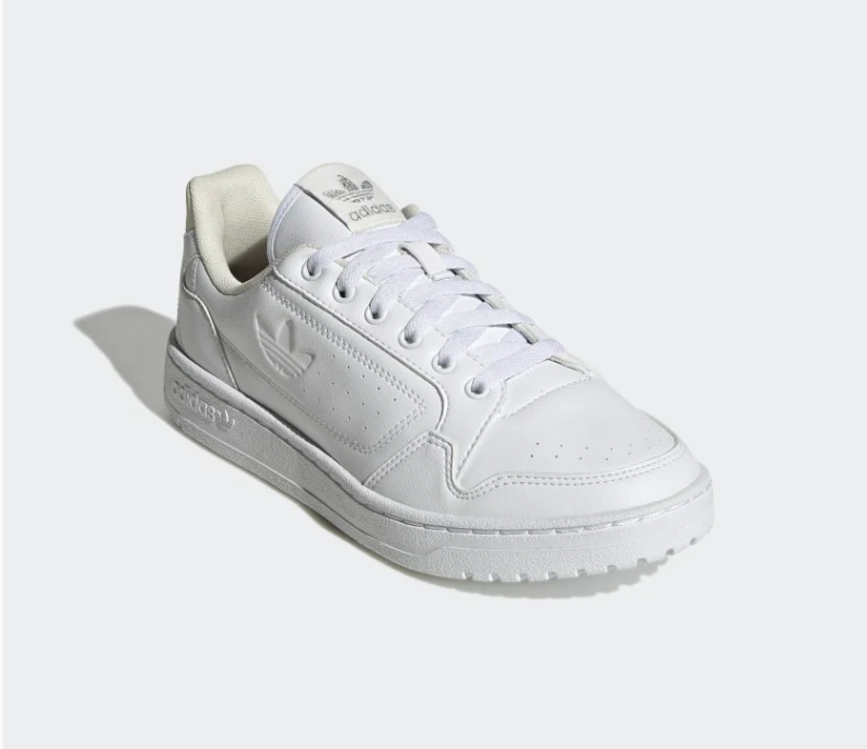 Adidas White Low-Top Sneakers with Cream Accents & Embossed Trefoil