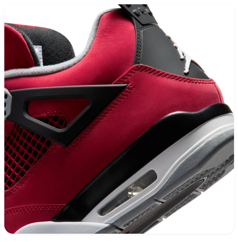 Air Jordan 4 Red & Black Sneakers with Grey Accents