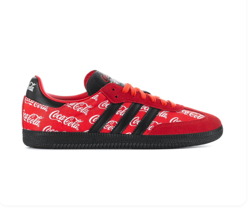 Adidas Red & Black Low-Top Sneakers with Coca-Cola Graphics