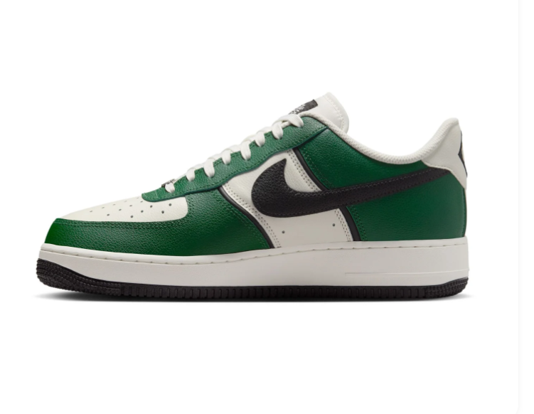 Nike Air Force 1 Green & Cream Sneakers with Black Swoosh