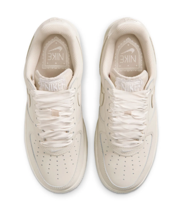 Nike Air Force 1 Cream Sneakers with Satin-Style Ribbon Laces