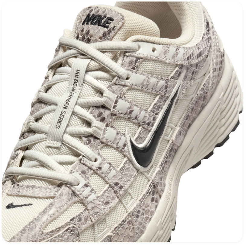 Nike P-6000 Cream & Grey Snakeskin-Print Sneakers