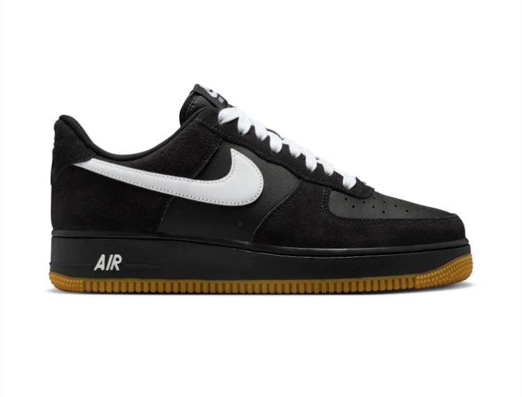 Nike Air Force 1 Black & White Gum-Sole Sneakers