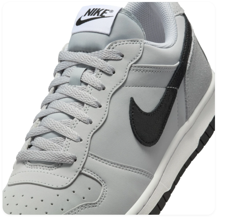Nike Grey & Black Low-Top Sneakers with Oversized Heel Branding