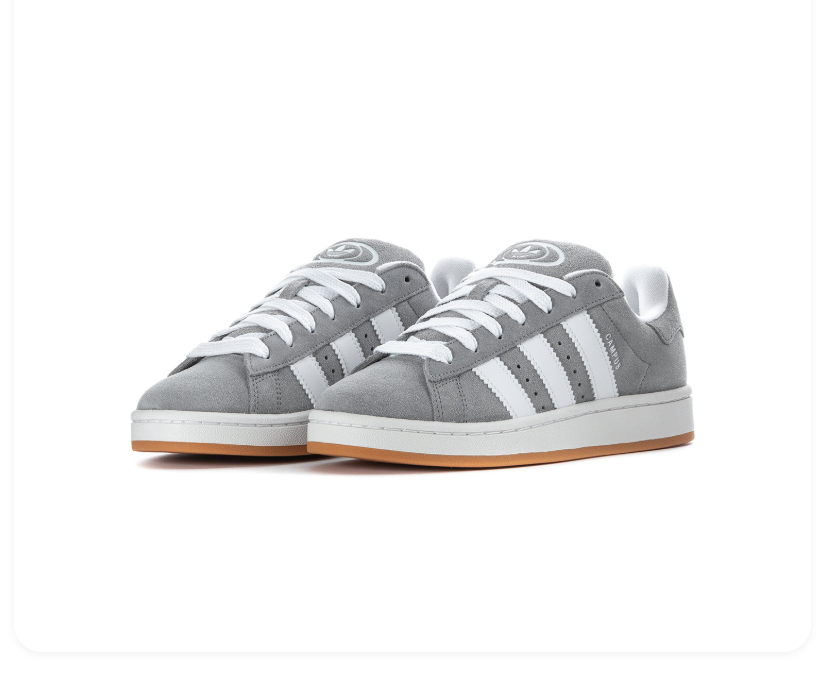 Adidas Campus Grey & White Sneakers with Gum Outsole