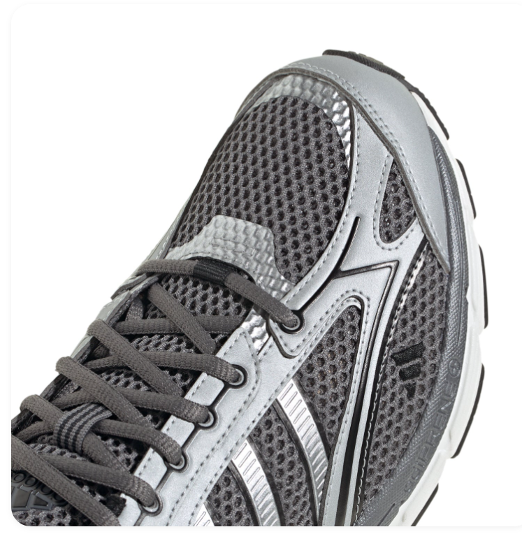 Adidas Grey & Metallic Silver Mesh Sneakers