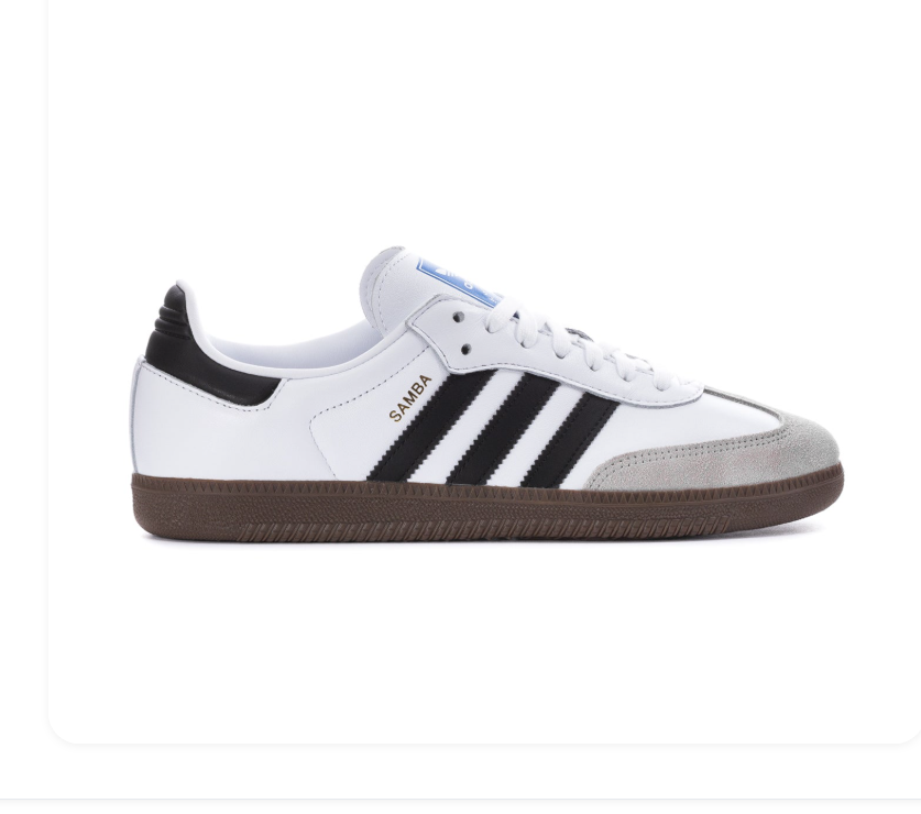 Adidas Samba White & Black Sneakers with Grey T-Toe