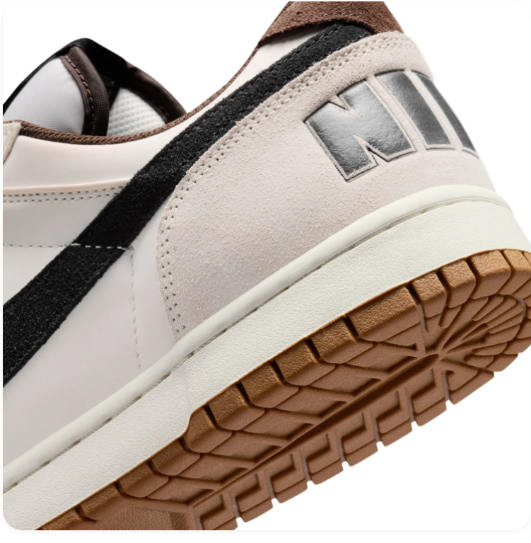Nike White & Black Low-Top Sneakers with Brown Accents & Gum Sole