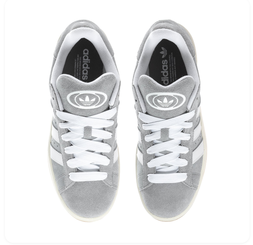 Adidas Campus Grey & White Gum-Sole Sneakers