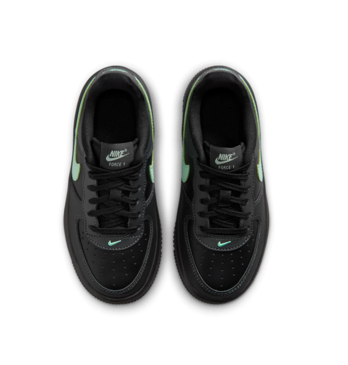 Nike Air Force 1 Black & Mint Green Low-Top Sneakers