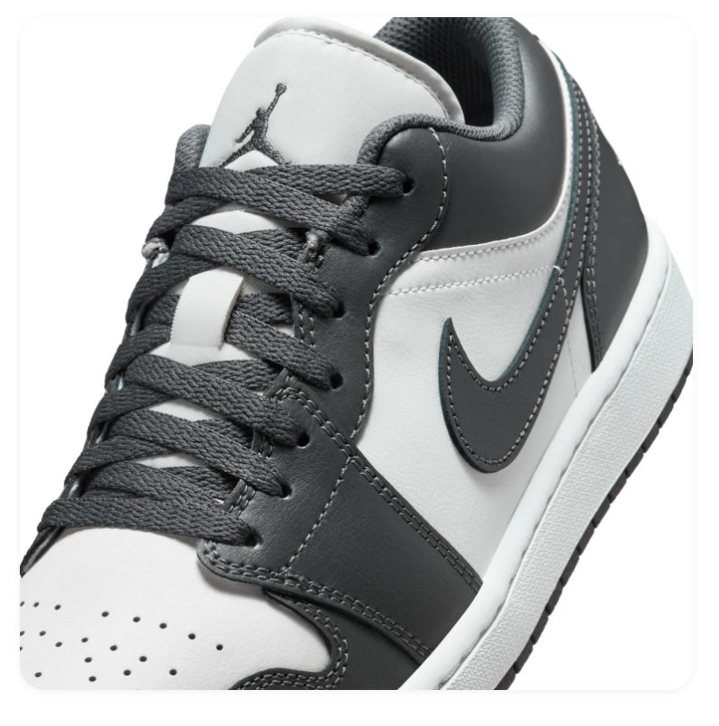 Air Jordan 1 Low Charcoal Grey & White Sneakers