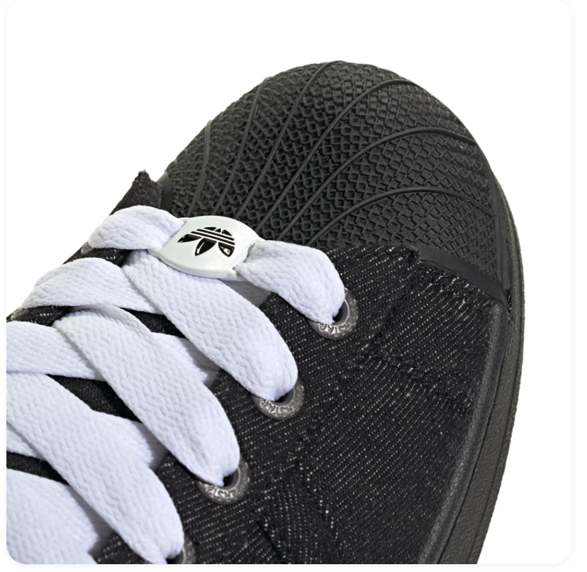Adidas Superstar Black Textured Shell-Toe Sneakers with White Laces
