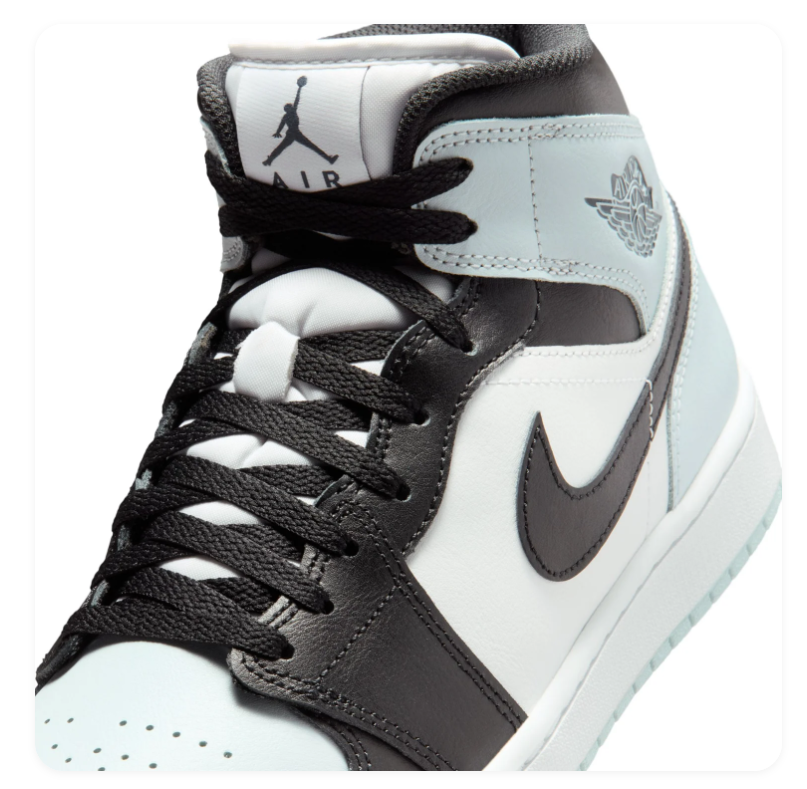 Air Jordan 1 Mid Light Blue, Black & White Sneakers