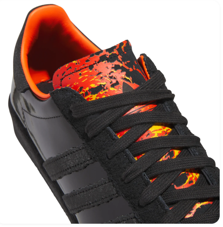 Adidas Black & Orange Glossy Low-Top Sneakers
