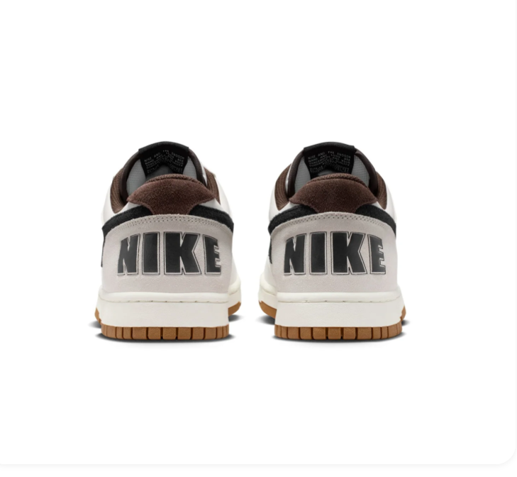 Nike White & Black Low-Top Sneakers with Brown Accents & Gum Sole