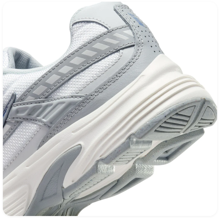 Nike White & Grey Mesh Sneakers with Blue Swoosh