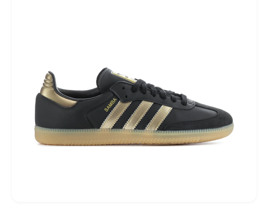 Adidas Samba Black & Metallic Gold Gum-Sole Sneakers