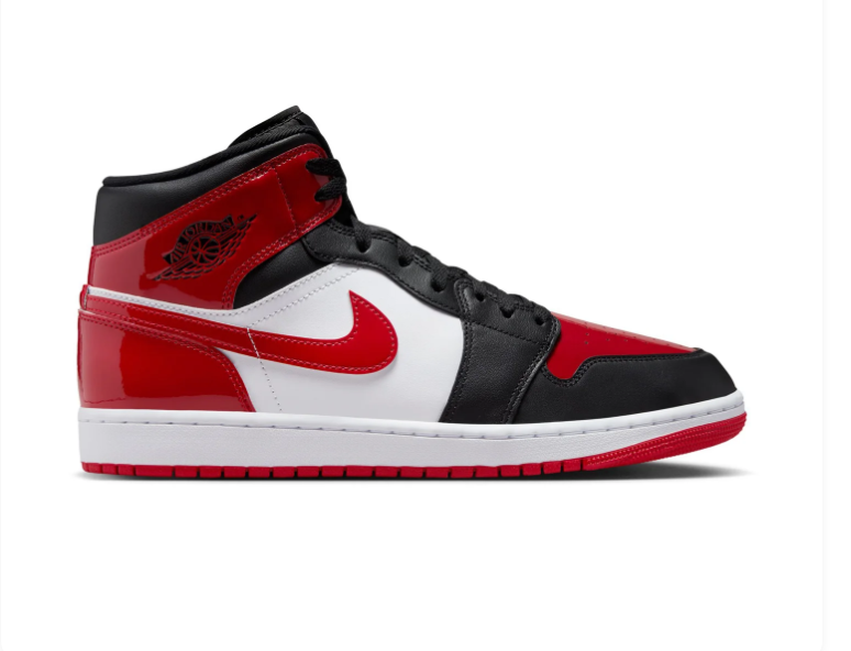 Air Jordan 1 Mid Red, Black & White Sneakers