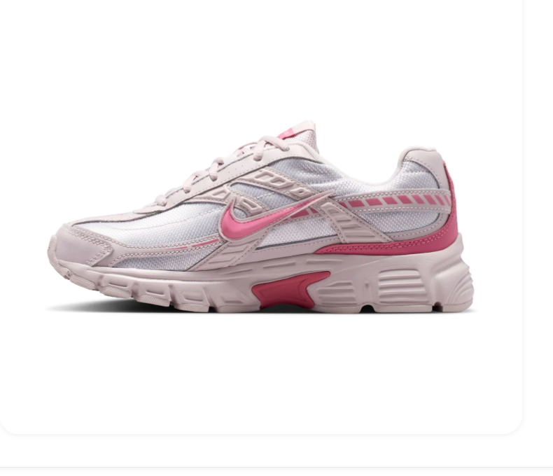 Nike Initiator White & Pale Pink Mesh Sneakers with Bright Pink Accents