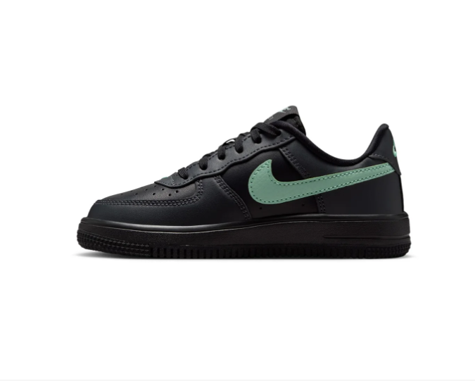Nike Air Force 1 Black & Mint Green Low-Top Sneakers