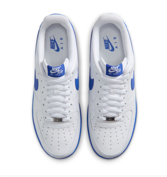 Nike Air Force 1 White & Royal Blue Low-Top Sneakers