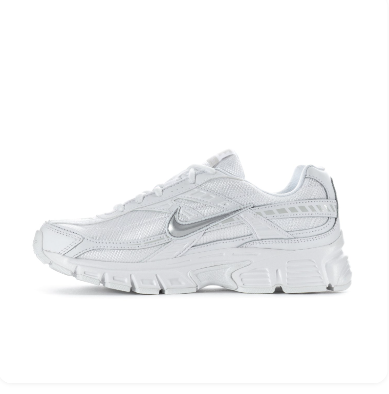 Nike White & Metallic Silver Mesh Sneakers