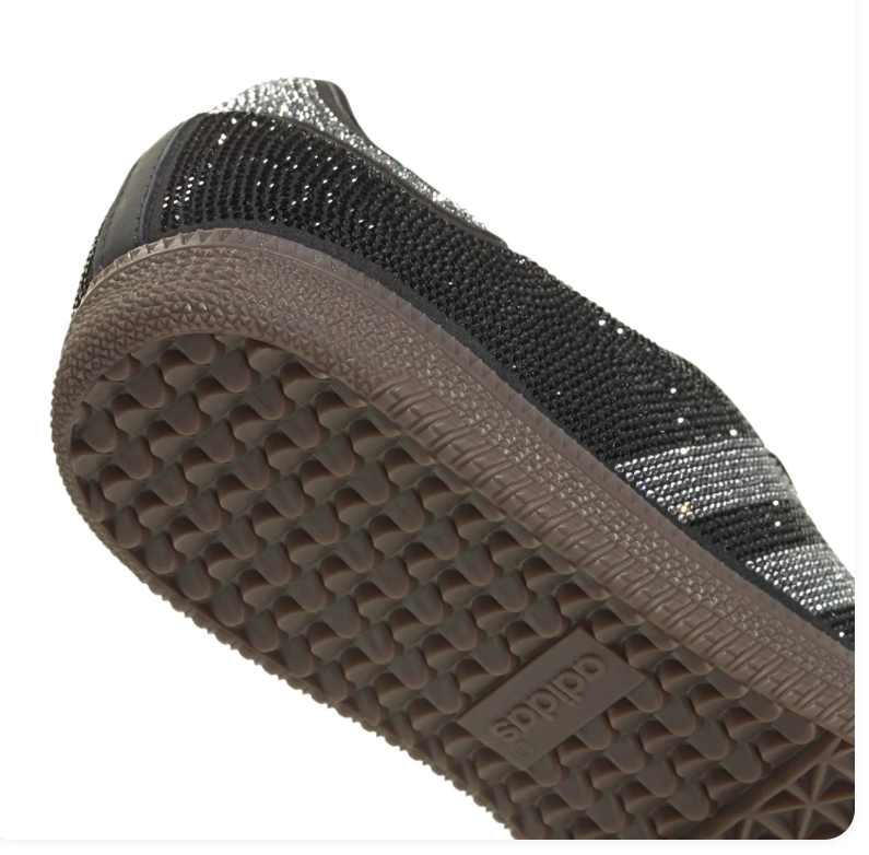 Adidas Black & Silver Rhinestone-Style Low-Top Sneakers