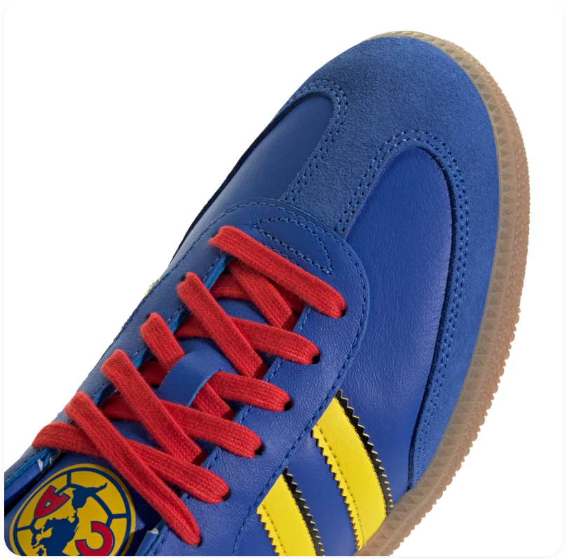 Adidas Samba Royal Blue & Yellow Gum-Sole Sneakers with Red Laces